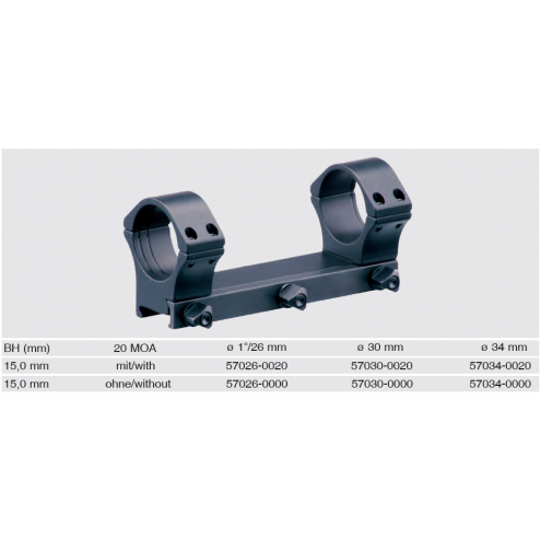 Recknagel One-piece scope mount for Picatinny, 34mm, 20 MOA