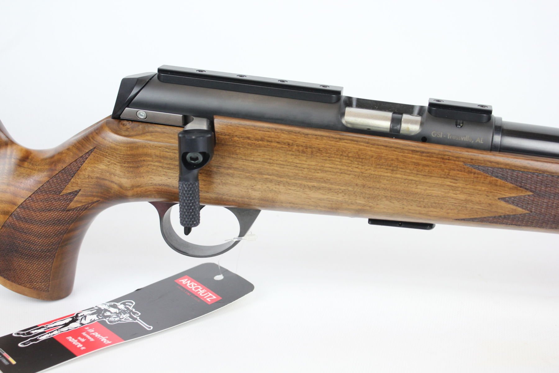 Anschutz 1727 F receiver, chambered in .22 LR