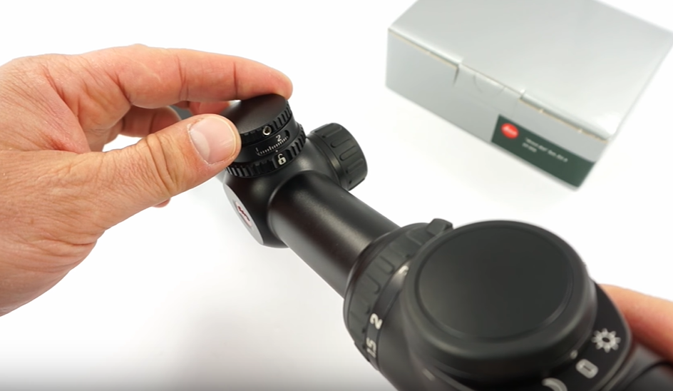 A BDC Turrets on a Leica Magnus 2.4-16x56 mm objective Riflescope