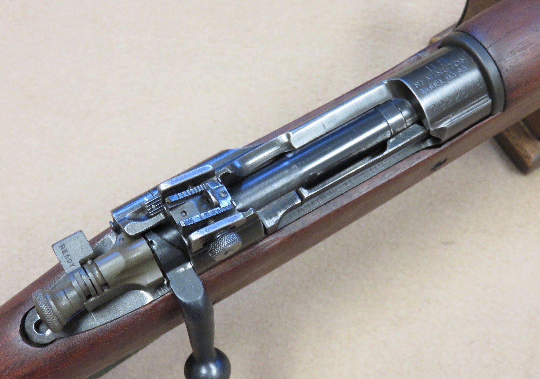 The receiver of Remington 03A3, chambered for .30-06 Spr. 