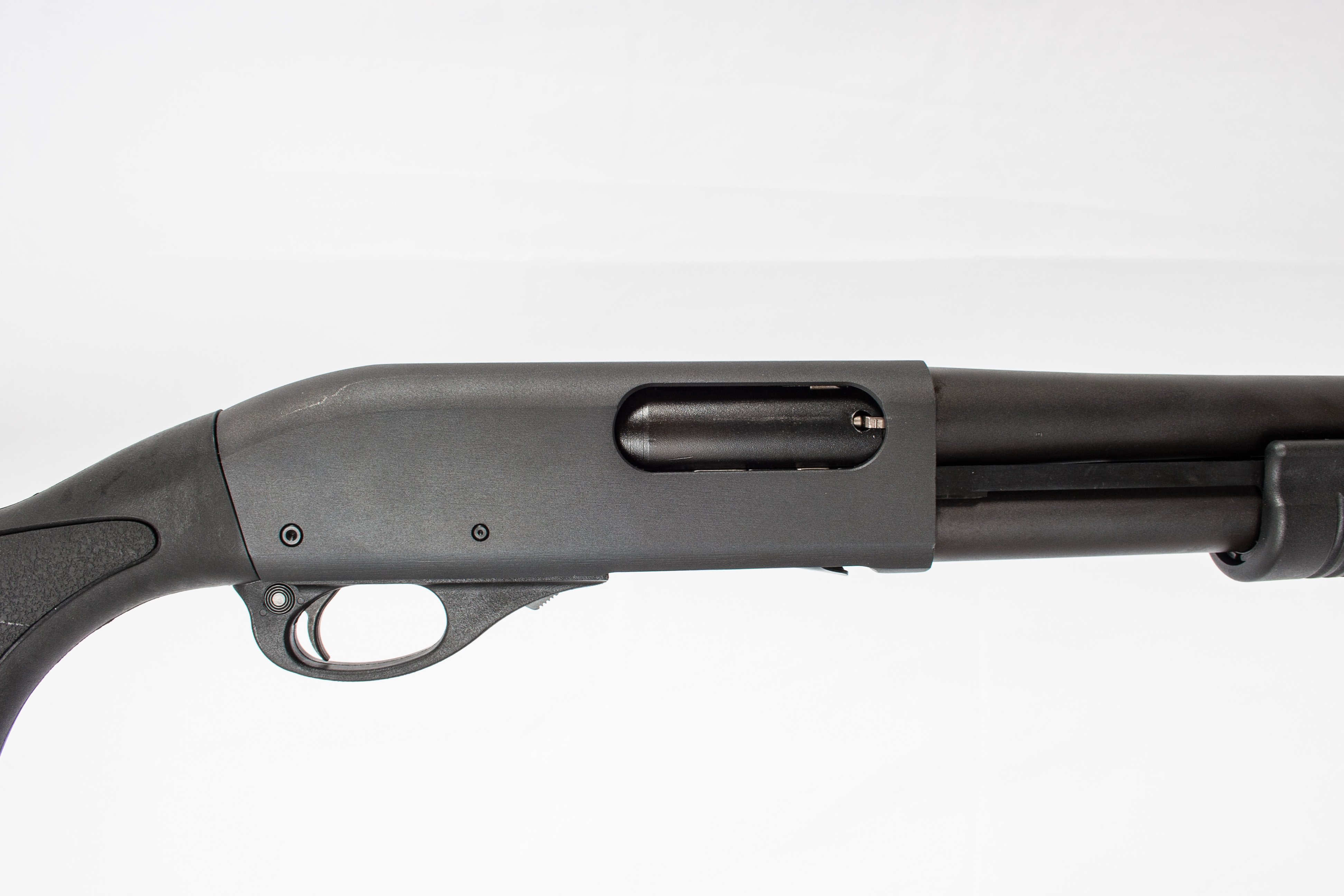 The receiver of Remington 870 TAC, chambered for 12 gauge 